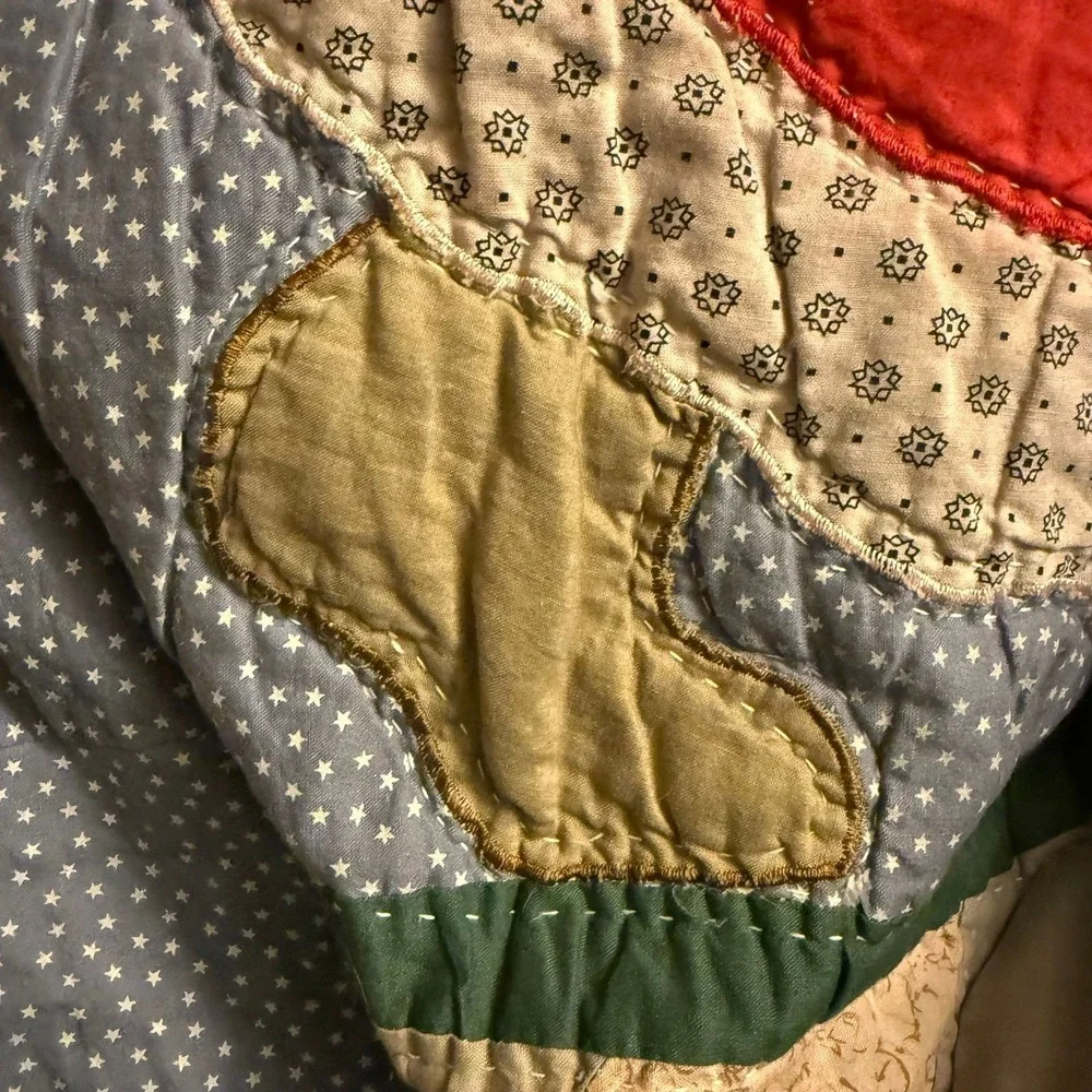 Vtg Mary Engelbreit Believe Santa throw quilt-whimsical holiday tapestry throw